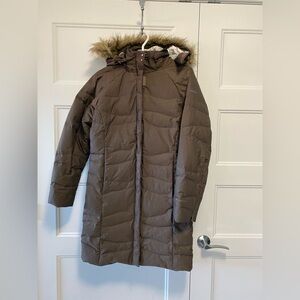 Columbia titanium parka, Down and feather filled with removable Hood